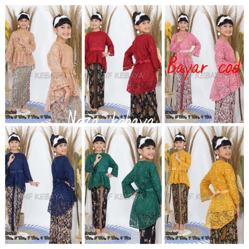 Cod setelan kebaya brokat anak//kebaya brokat anak pesta//kebaya wisuda anak//kebaya anak murah