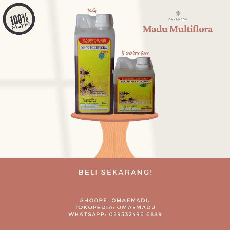 

MADU ASLI ORIGINAL MULTIFLORA 1KG DAN 500GRAM (MINUMAN SEHAT UNTUK TUBUH)