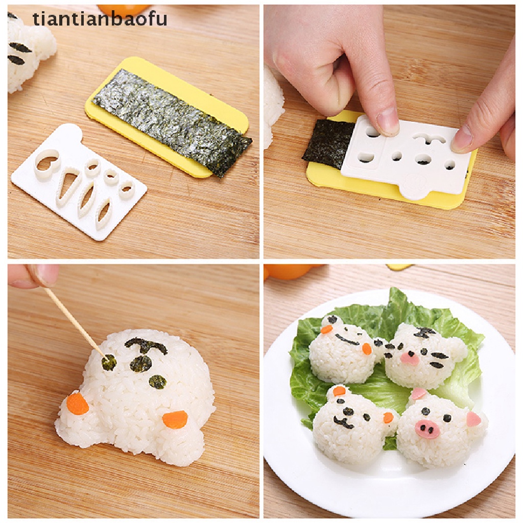 1 Set Cetakan Nasi Bento Sushi Nori Bentuk Beruang Kecil Untuk Dekorasi Butik