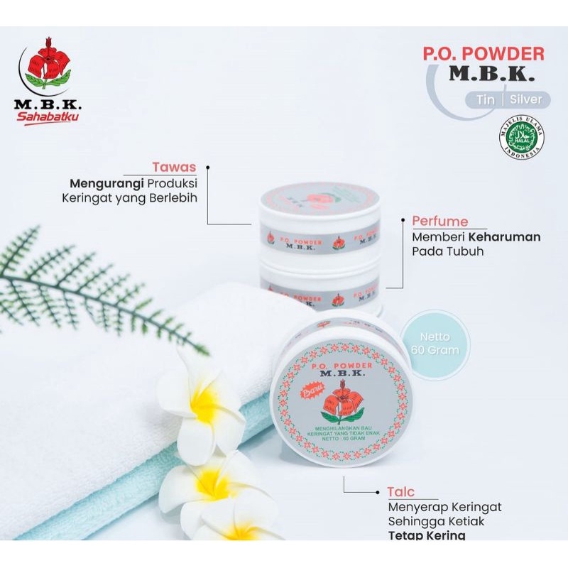 MBK Po Powder Bedak Putih &amp; Silver Tin 60gr~MBK Original 100%