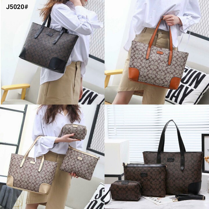 HOT ITEM  TAS WANITA Coach Oscar Pvc Tote Bag Set3 J5020G