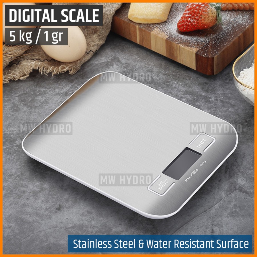 Jual Digital Kitchen Scale 5 Kg / 1 Gr, Stainless, Timbangan Dapur