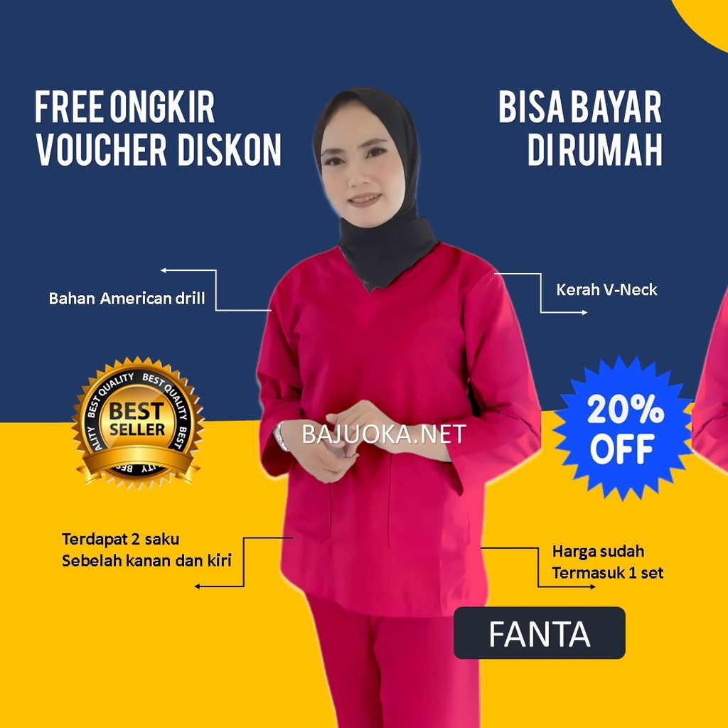 Baju Ok Perawat Jumbo Oka Drill Murah Jaga Petugas Medis Terbaru Lengan Panjang Pendek Murah Joger A