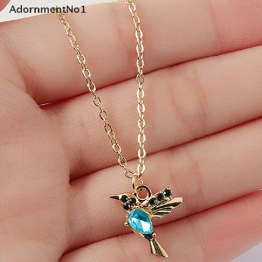 (AdornmentNo1) Kalung Rantai Dengan Liontin Burung Kolibri Hias Kristal Untuk Wanita