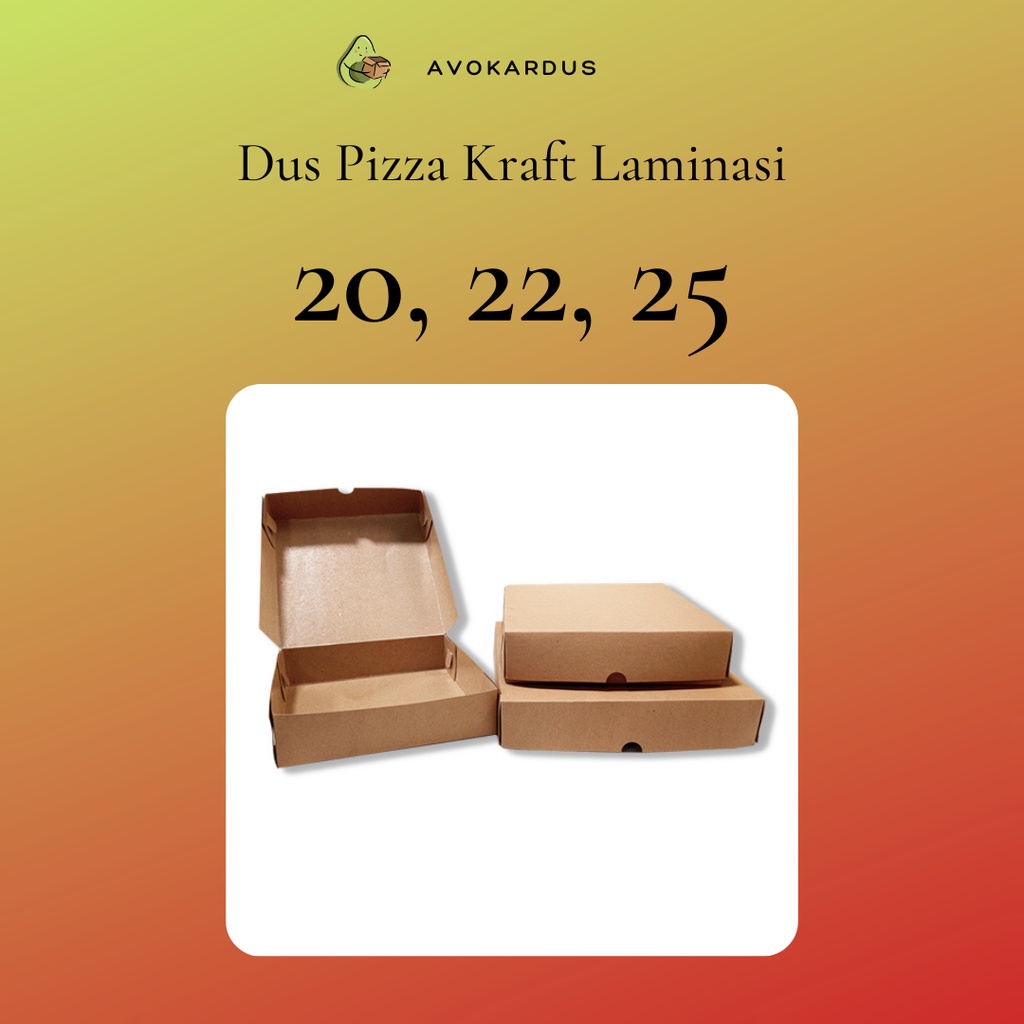 

Box Kardus Pizza Kraft 20x20x5 22x22x5 25x25x5 20x20x3 / Dus Brownies & Kue Laminasi