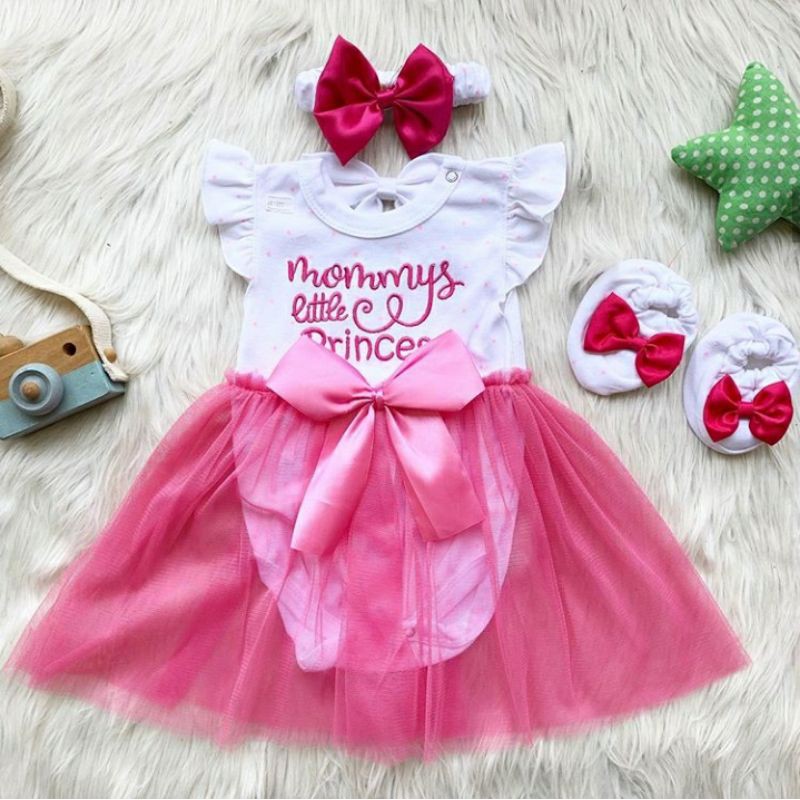 Baju setelan jumper rok bunga bandana sepatu pergi lucu fashion anak bayi perempuan cewek murah -mlp