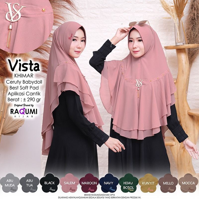 VISTA ORIGINAL RAQUMI HIJAB | Soft Pad Raqumi | Khimar Salem Raqumi | Khimar Ceruty Raqumi