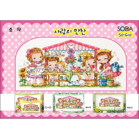 Paket DIY Craft Sulam Kristik Strimin Cross Stitch Sodastitch SO-G10 - Lunch Of Love Lady Girl