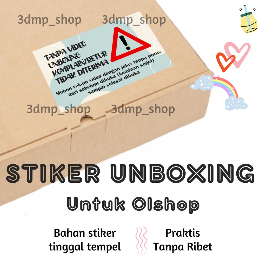 [MINIMAL ORDER 10] Stiker Unboxing, Stiker Peringatan Video, Stiker Video Buka Paket, Stiker Video Unboxing