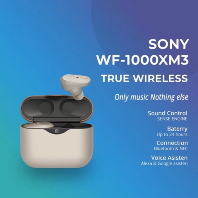 True Wireless Headset Sony WF 1000XM3 Silver Platinum Resmi