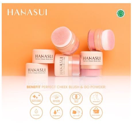 ^ KYRA ^ Hanasui Perfect Cheek Blush On And Go Powder Blush Kosmetik Wajah Make Up - Netto 2.5 gr