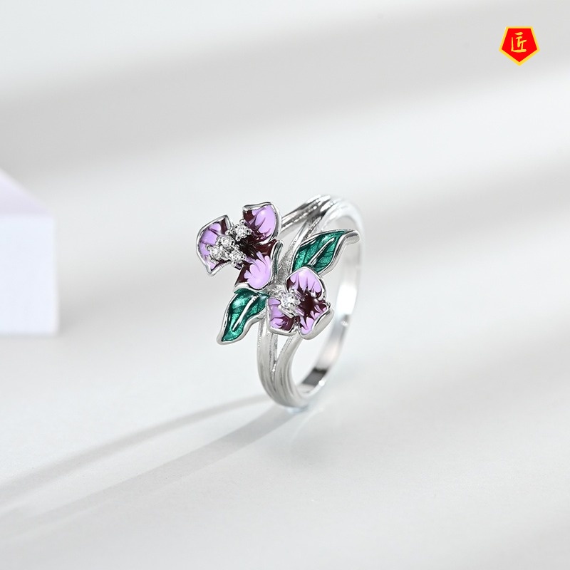 [Ready Stock]Fashion Elegant Flowers Pendant Ring Earrings Set for Women