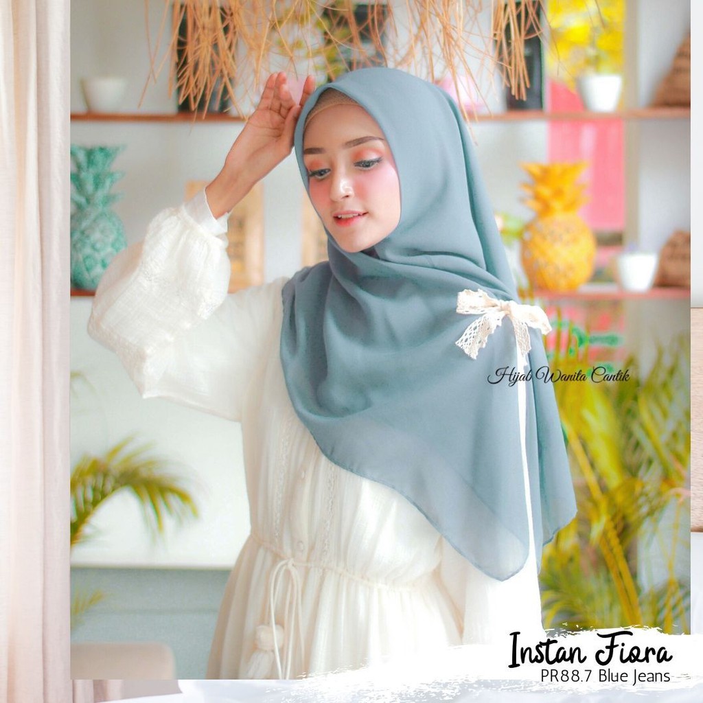 Hijabwanitacantik - Hijab Instan Fiora | Hijab Instan | Jilbab Instan Voal-Blue Jeans