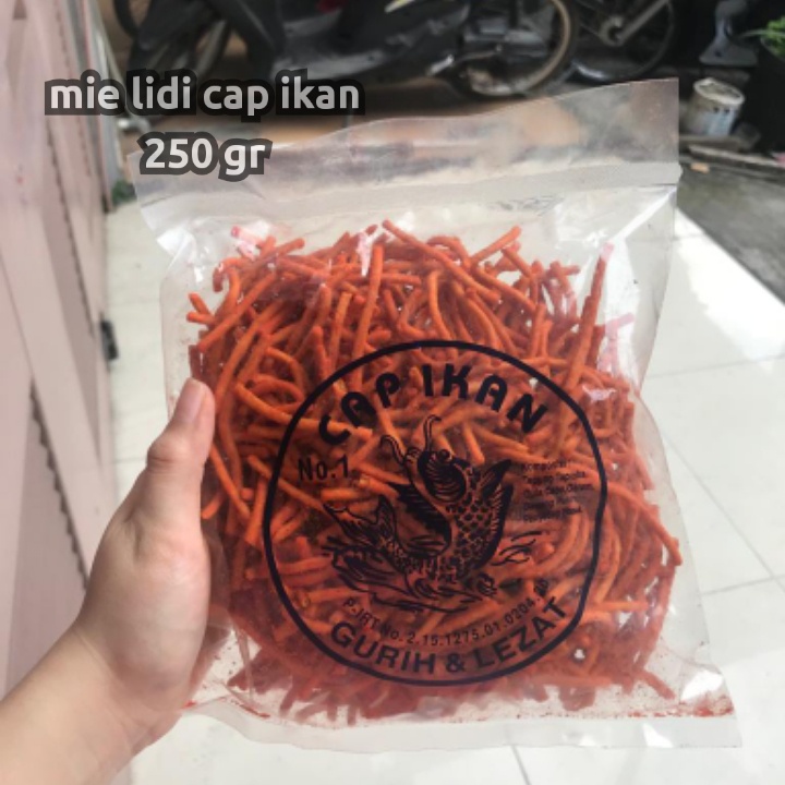 

MIE LIDI CAP IKAN 250 GRAM | CAP IKAN | KERUPUK CAP IKAN | MIE LIDI PEDAS MANTAP SNACKY MEDAN KERIPIK LIDI CAP IKAN