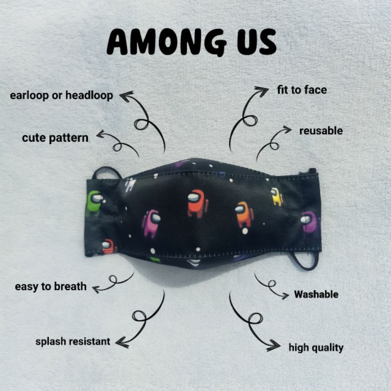 MASKER KAIN ANAK & DEWASA 3PLY HI I AM LILY MOTIF AMONG US