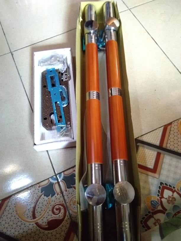 Gagang Pintu Rumah 60 Cm Dan 1 Set Body Kunci Tarikan Pintu Stainless Handle Minimalis