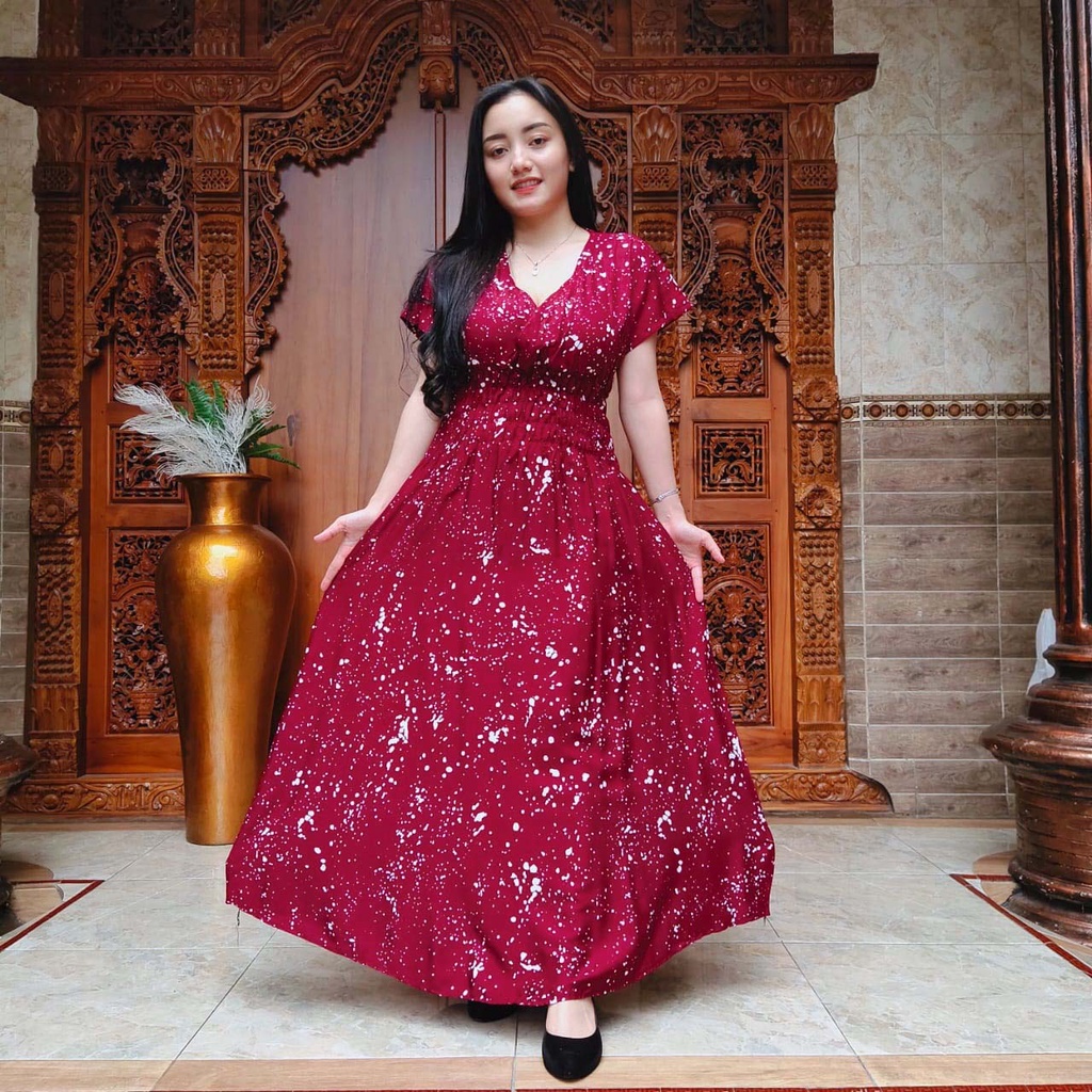 DASTER MOZA PRINT | BALI LONGDRESS-GALAXY MARUN