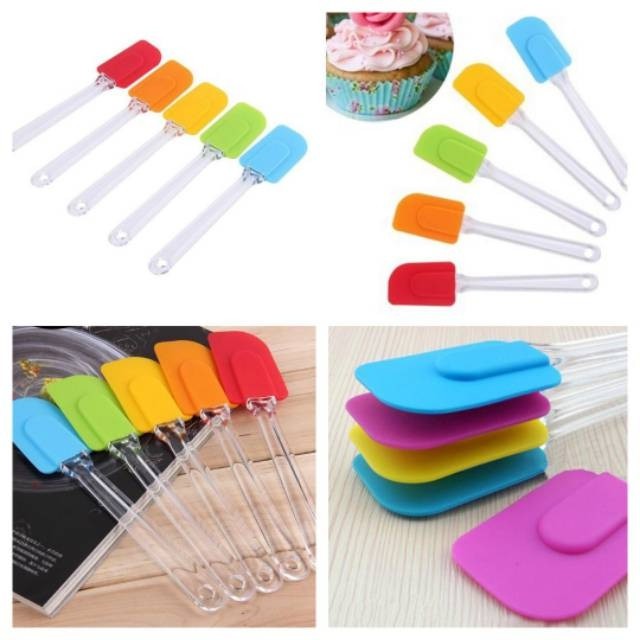 Spatula Silikon Gagang Bening Plastik Peralatan masak dapur Kitchen set bakery pastry cake oven home