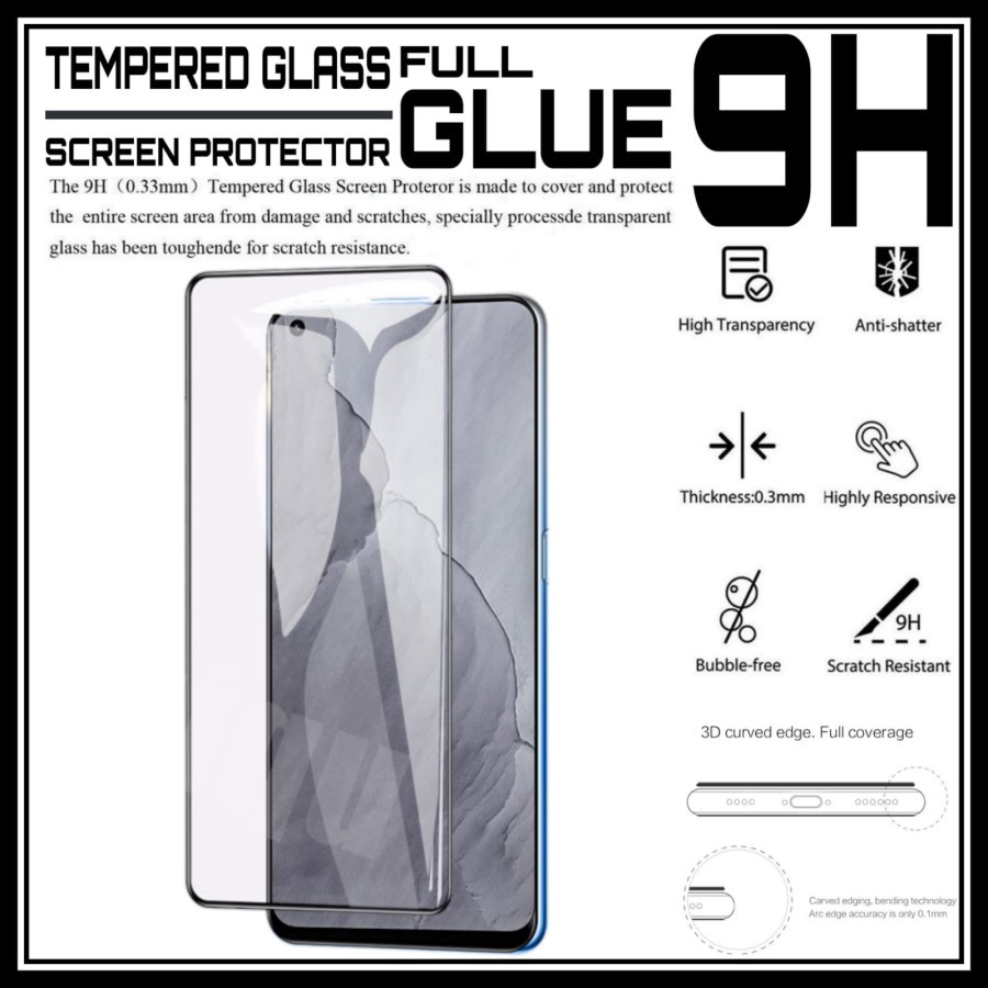 REALME GT 2 PRO REALME NARZO 50A PRIME TEMPERED GLASS FULL LEM ANTI GORES KACA FULL COVER TEMPRED FULL SCREEN PELINDUNG LAYAR GT2 PRO GT 2PRO