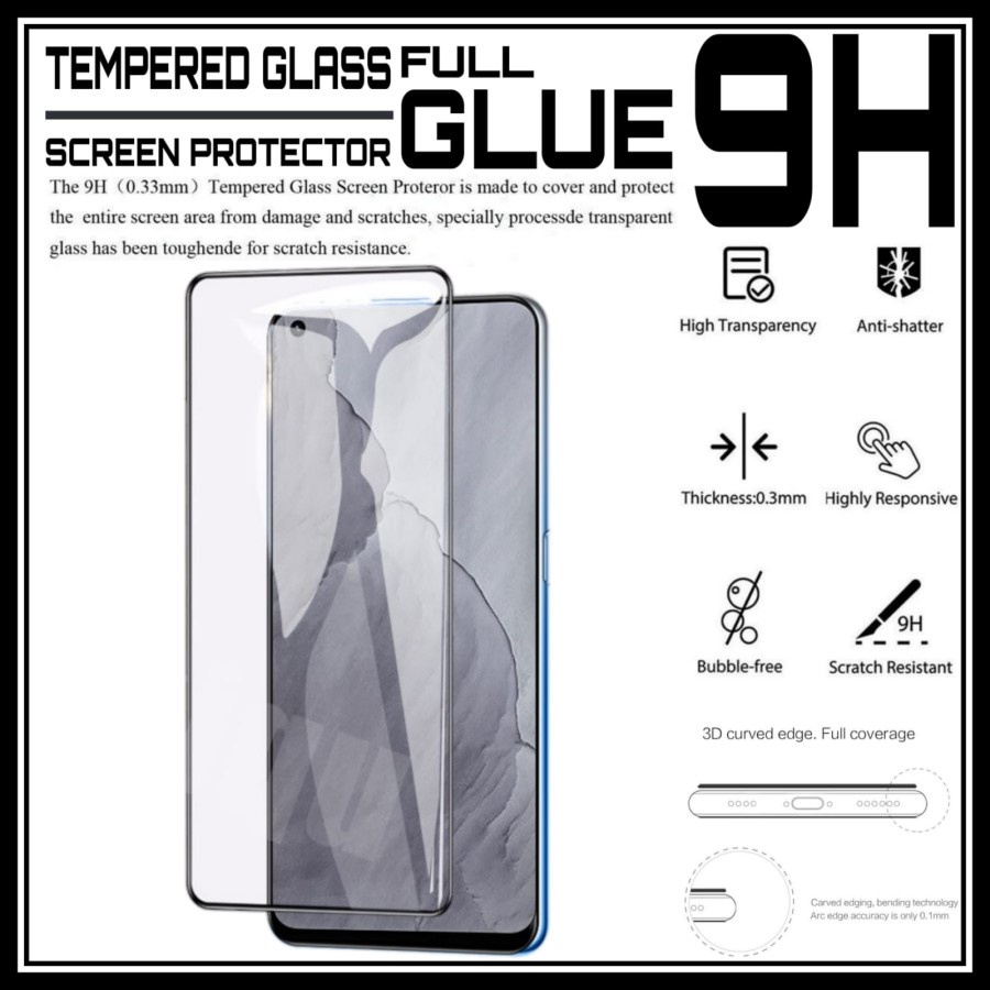 REALME GT 2 PRO REALME NARZO 50A PRIME TEMPERED GLASS FULL LEM ANTI GORES KACA FULL COVER TEMPRED FULL SCREEN PELINDUNG LAYAR GT2 PRO GT 2PRO