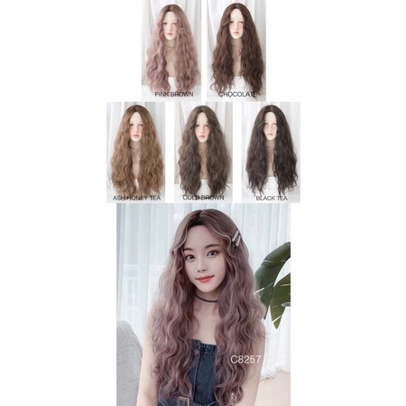 C8257 full wig korean mermaid wave tanpa poni 65 cm