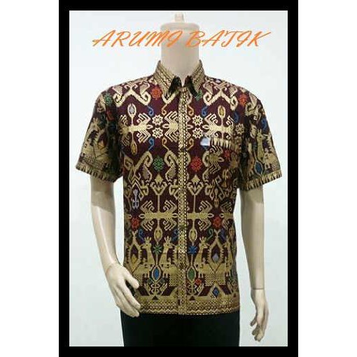 Reseller Open Kemeja / Hem / Atasan / Baju / Seragam Pria Batik 1462 Maroon Big Size