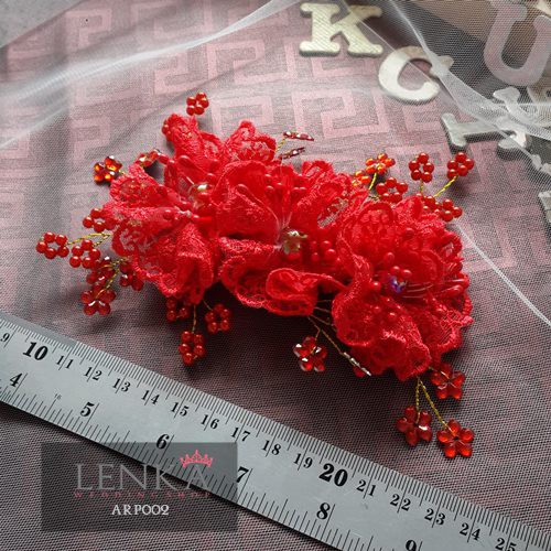 [SIAP KIRIM] AKSESORIS SANGGUL WANITA WEDDING MODERN MERAH BUNGA ARP002