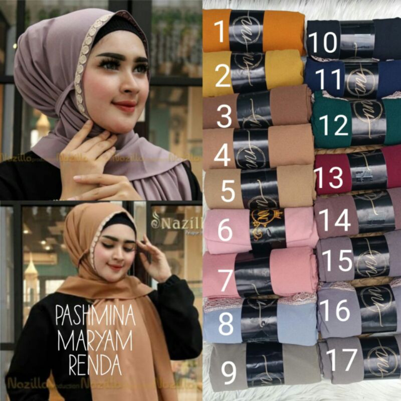 PASHMINA INSTAN RENDA/PASHMINA RENDA/PASHMINA MARYAM RENDA/PASHMINA DIAMOND/PASTAN MURAH/PASHMINA