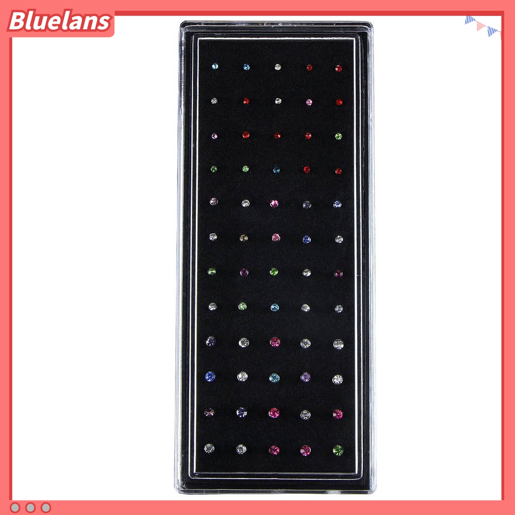 60pcs / Set Anting Tindik Hidung Bahan Stainless Steel Hias Cubic Zirconia Untuk Pria / Wanita