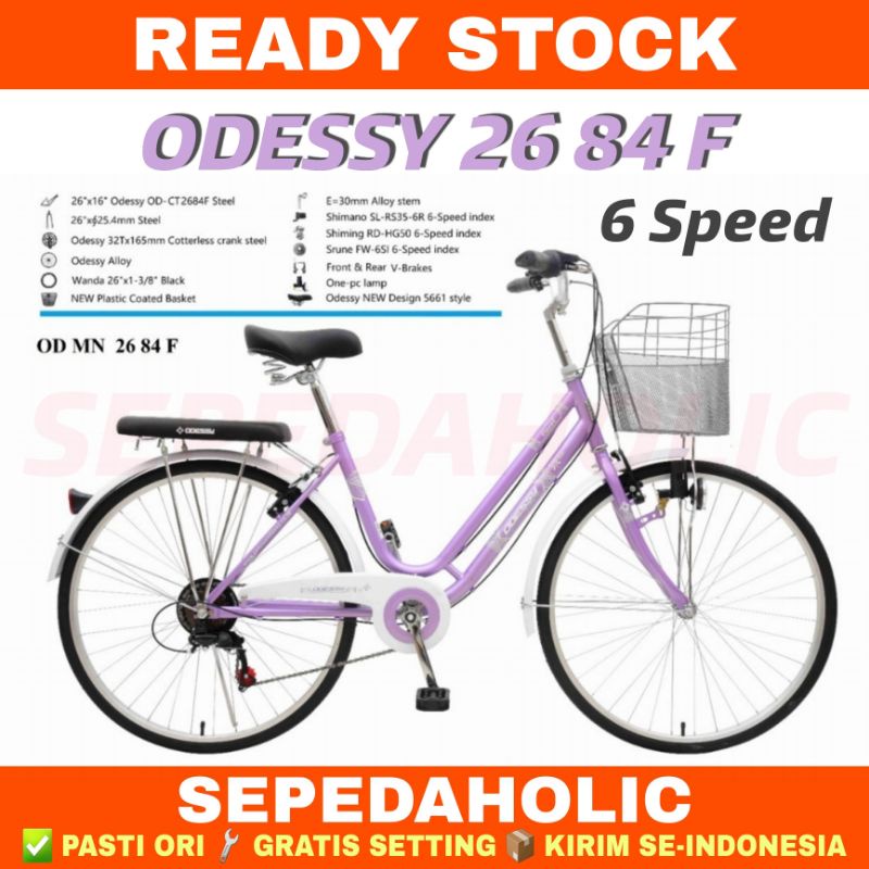 [EKA JAAYA SEPEDA] Sepeda Keranjang Dewasa MINI ODESSY 26 84 F Ukuran 26 Inch 6 Speed City Bike CTB
