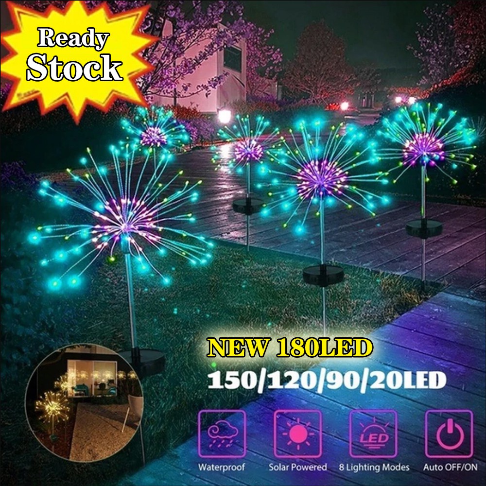 150/180 LED Lampu Solar lampu Natal Fireworks Lights String Warm Light Outdoor Solar Garden Decorative Lights / Waterproof