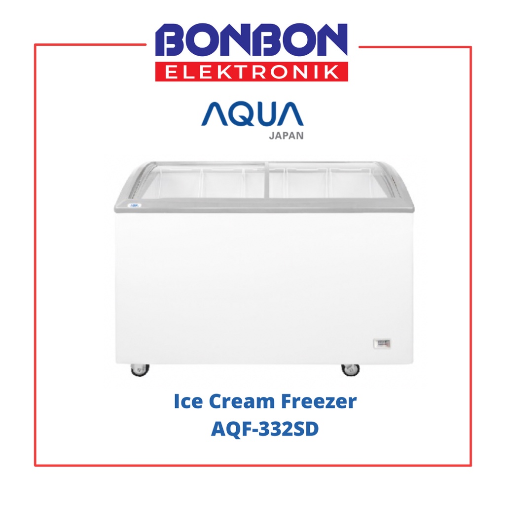 AQUA Sliding Curve Glass Freezer 260L AQF-332SD / AQF 332 SD ICE CREAM