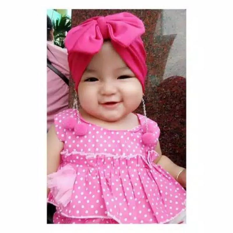 (COD) Kerudung Turban Bayi | Kerudung bayi | Turban Anak anting | Turban Pita Lucu Usia 0-2 tahun-3