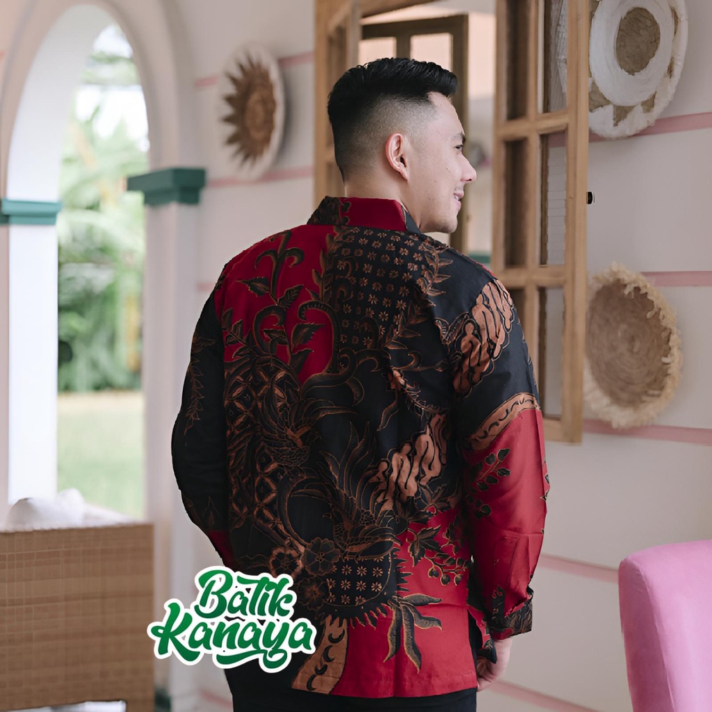 Kanaya Kemeja Batik Pria Lengan Panjang Full Furing Bahan Katun Sragenan Halus JOYONEGORO