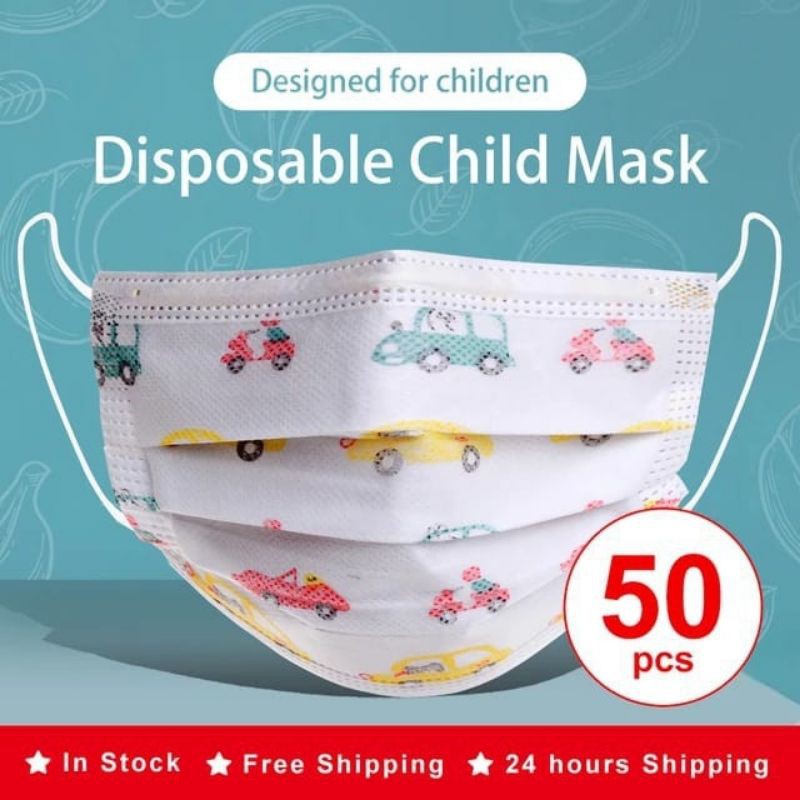 FerenHongXia MASKER ANAK 3 PLY Kids Child MASK motif Earloop 1BOX ISI 50 PCS motif