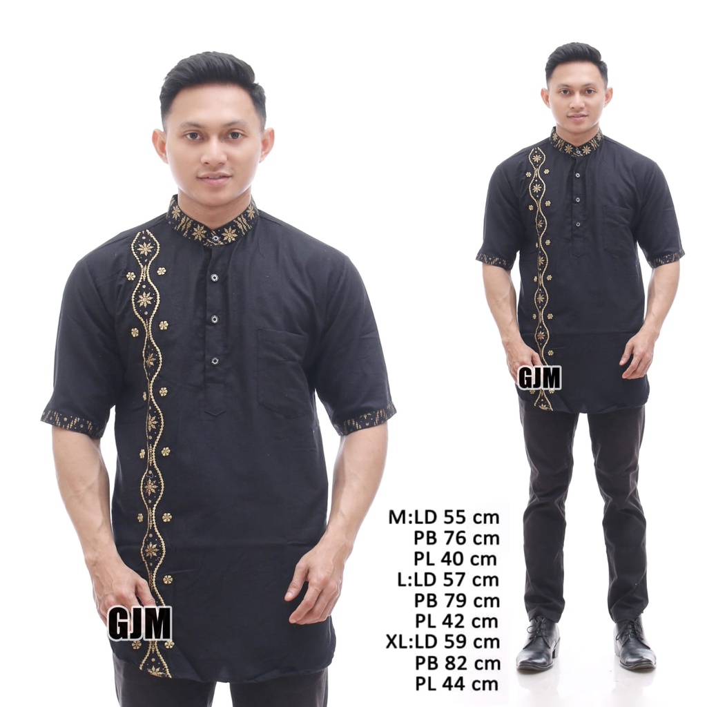 Baju Koko Pria Dewasa Koko Kurta Batik Lengan Pendek Kemeja Muslim Pria Lengan Pendek Koko Kurta Bordir