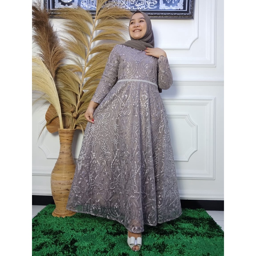 Kebaya Gamis Ria Ricis LR / Gamis Kebaya Pesta Kondangan / Baju Gamis Kondangan / Dress / Kebaya Brokat / Fashion Muslimah / Dress Kebaya