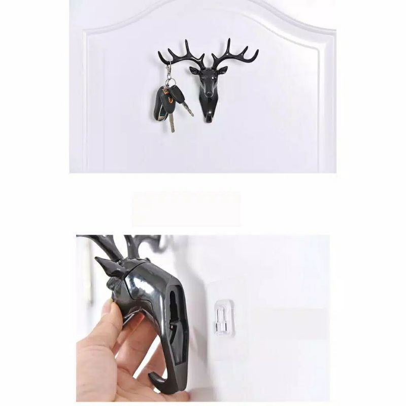 gantungan dinding tanduk rusa doe deer key hook stand hanger bagus