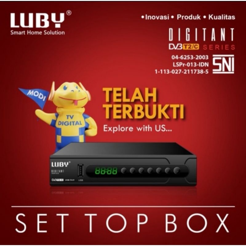 SET TOP BOX TV DIGITAL RECEIVER LUBY T2 01 STB LUBY