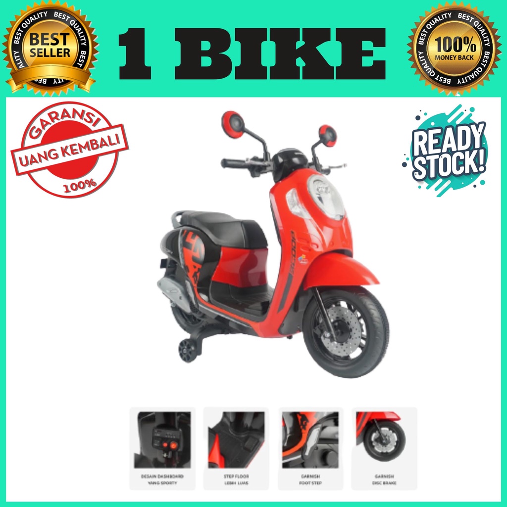 Motor Aki M999 Honda Scoopy - Official Licensed by Honda, mainan anak, motor anak, motoran anak murah