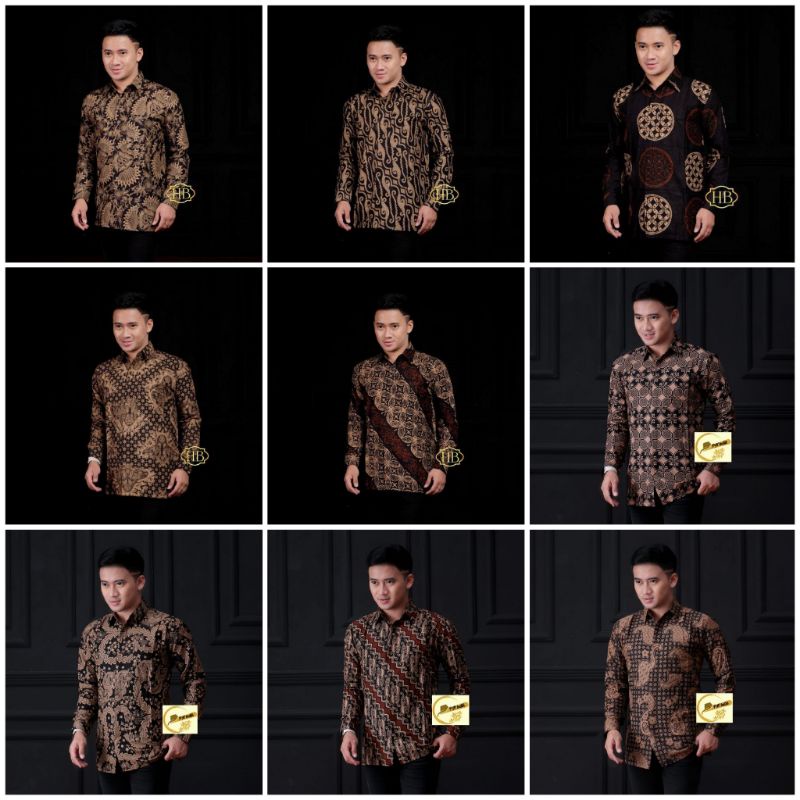 BAJU BATIK PRIA LENGAN PANJANG, KEMEJA BATIK MODERN,  MOTIF SOGAN LAWASAN SIZE M L XL XXL ORI BATIK PEKALONGAN  BATIK RLJAYA