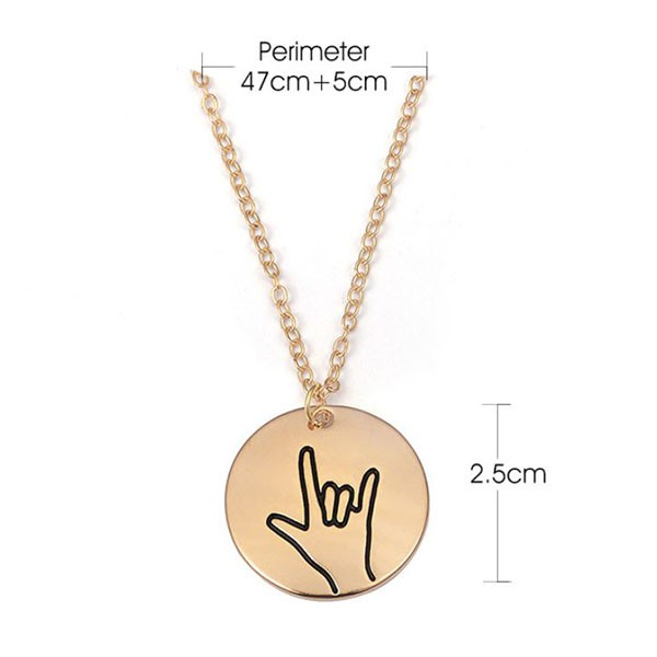 kalung fashion sign language round necklace jka203 (3E4)