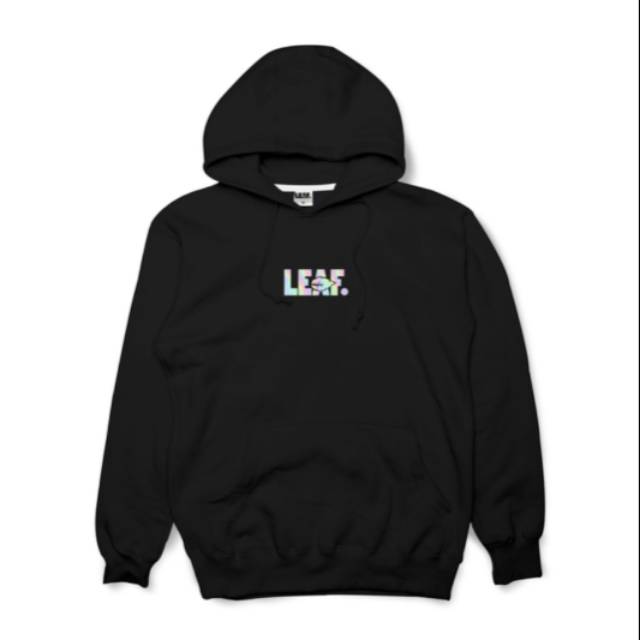 HOODIE LEAF HOLOGRAM BLACK