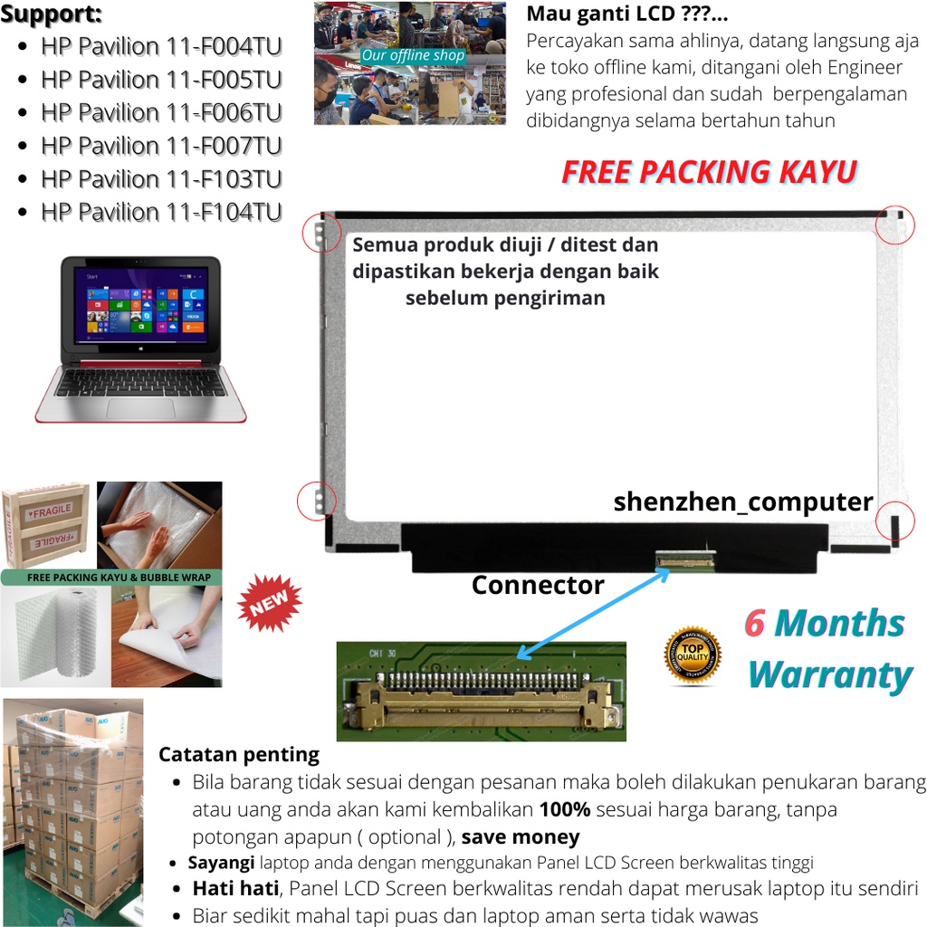 LCD HP Pavilion 11-f004tu 11-f005tu 11-f006tu 11-f007tu 11-f103tu 11-f104tu new original