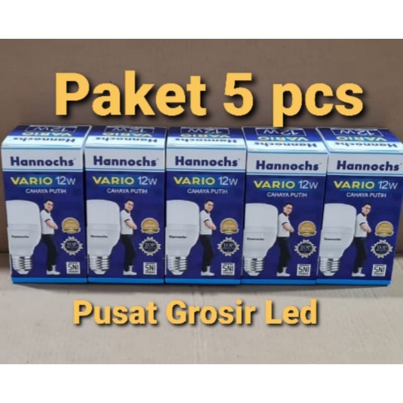 Paket 5 pcs Hannochs Vario 12 watt Cahaya Putih