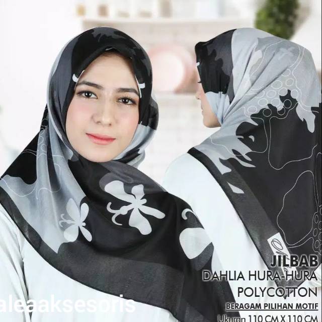 JILBAB KERUDUNG HIJAB SEGI EMPAT POLLYCOTTON MOTIF