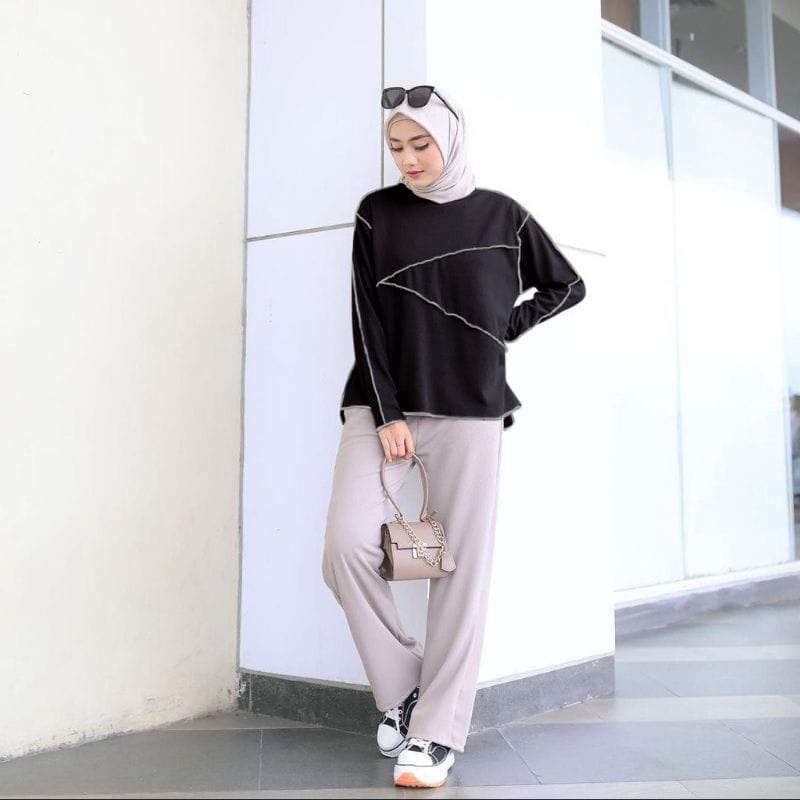 BEFAST - ZEC OOTD Wanita Atasan HOUYU / Zigzag Top Rib / Blouse Wanita Trend 2021 / Atasan Wanita Unik Kekinian / Blouse Rajut Bahan Adem