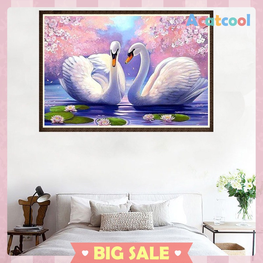 Two White Swans 5D Diamond Painting Embroidery DIY Cross Stitch Home Decor