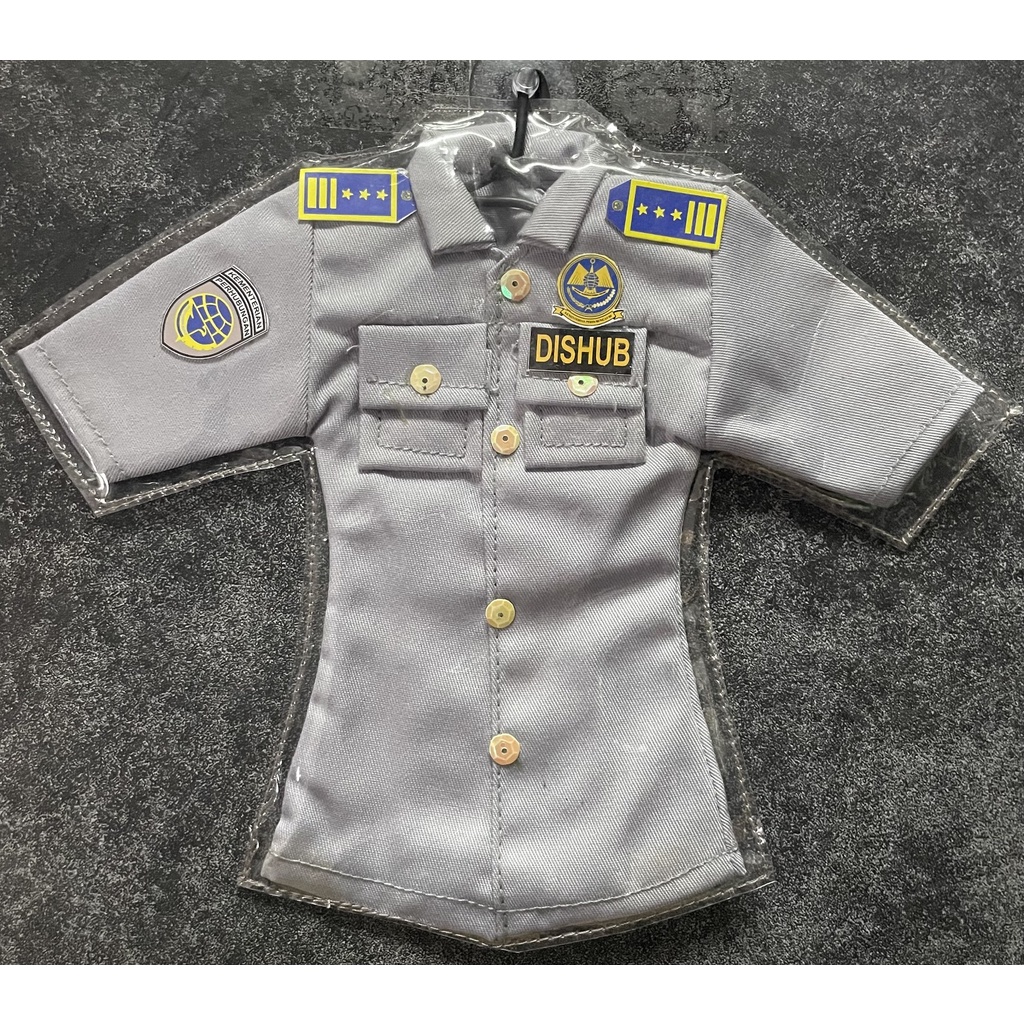 Miniatur Baju Dishub (Cokelat) - Miniatur Pakaian Dinas Perhubungan - Gantungan Mobil Baju