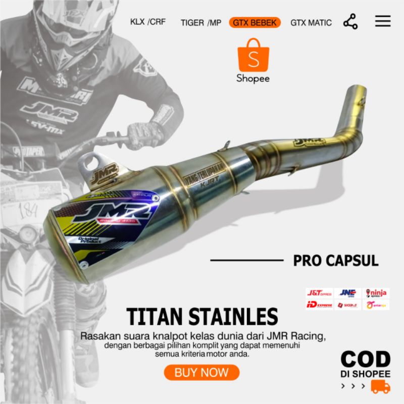 KNALPOT GTX PRO CAPSUL JMR RACING 4135 BUAT TRAIL JUPITER 125/130CC